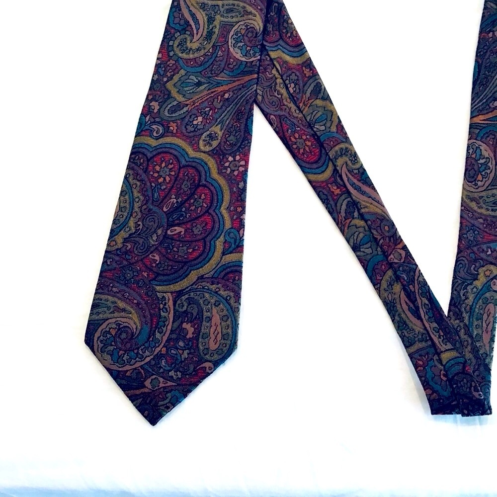 Burberry Multicolored Paisley Print 100% Silk Tie